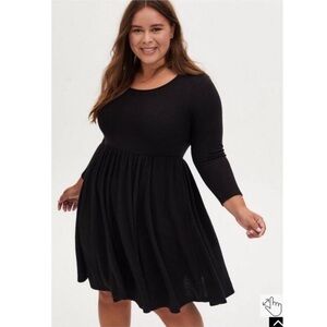 Torrid Black Long Sleeve Plush Super Soft Babydoll Dress Size 3
